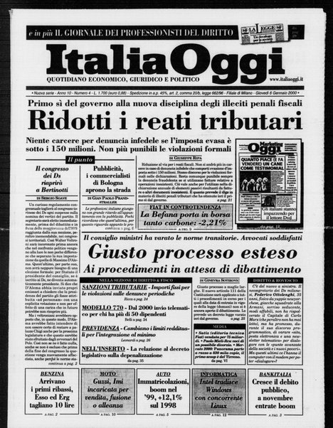 Italia oggi : quotidiano di economia finanza e politica